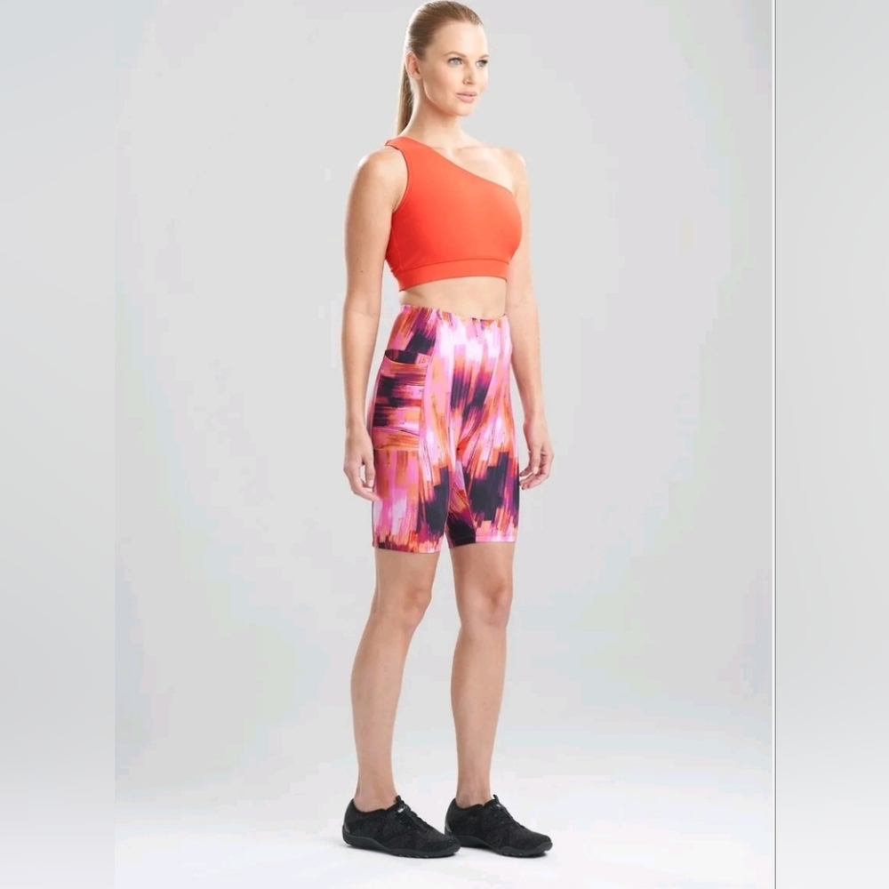 Josie Natori Solstice High Rise Bike Shorts S Arora Pink Free Shipping NWT